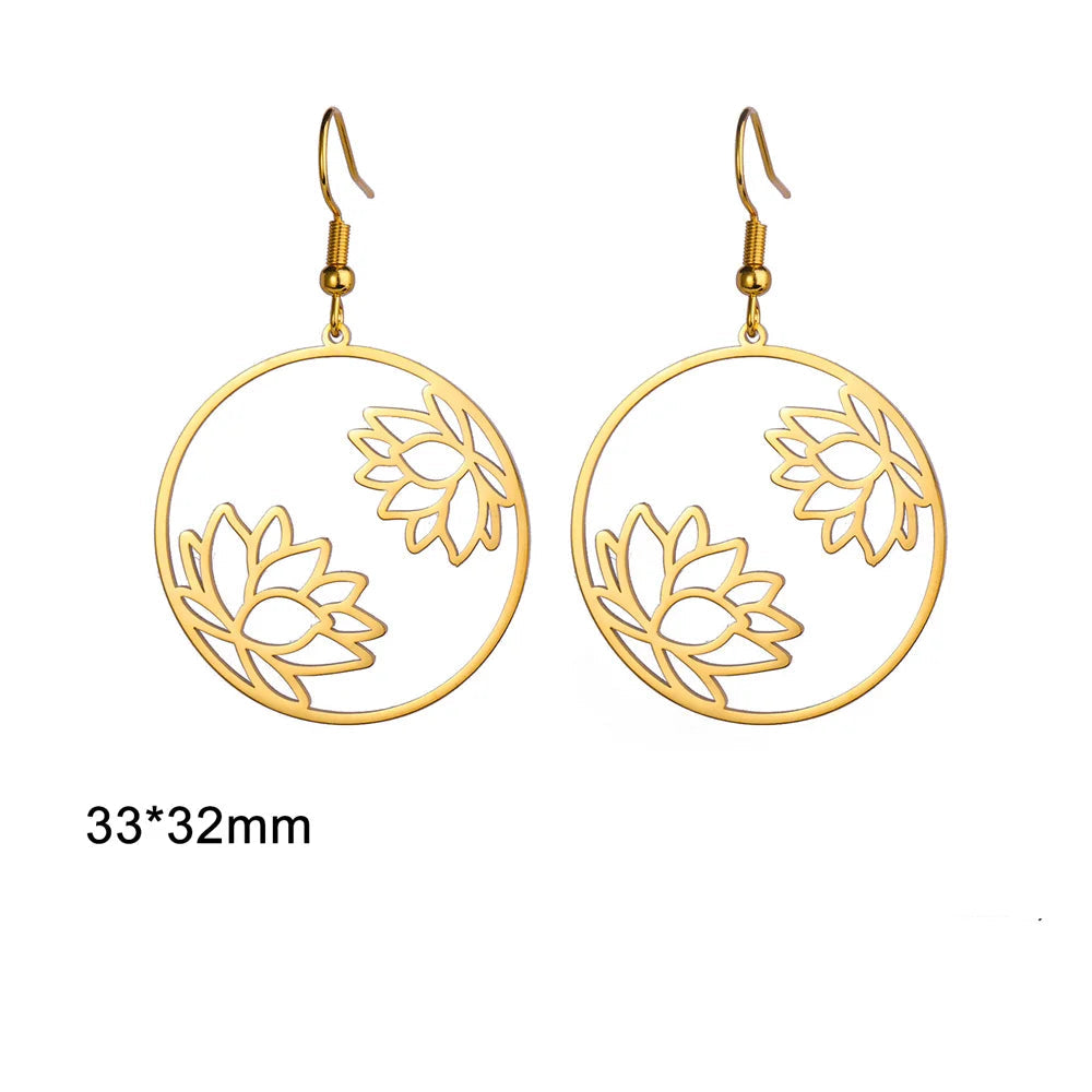 Boucle d'oreille acier inoxydable - Anneaux Lotus