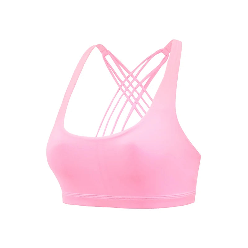 Soutien-gorge bretelles croisées rose – Top yoga femme