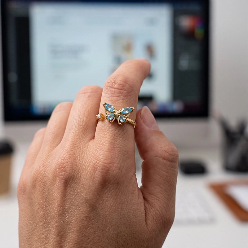 Bague anti stress femme tournante
