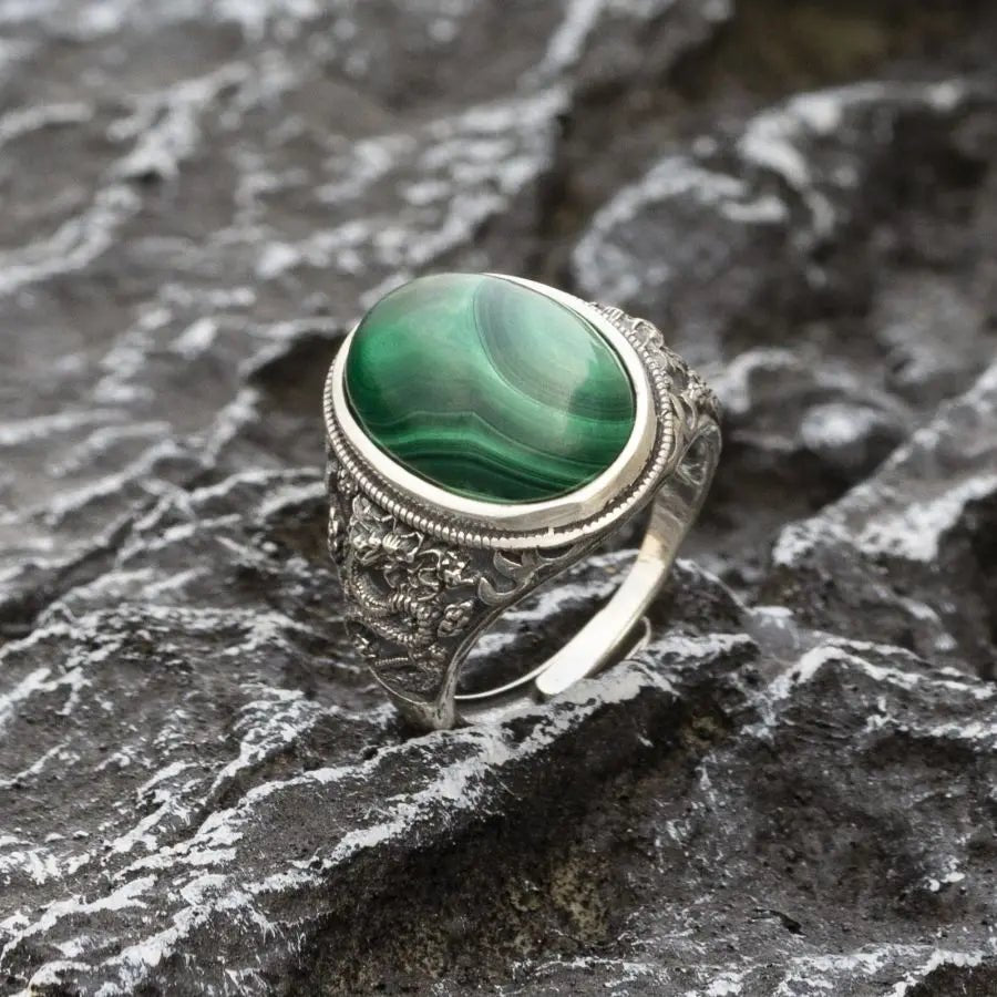 Bague homme | Malachite - Aurenergie FitYoga