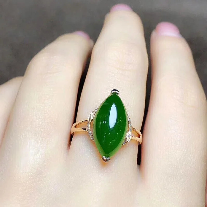 bague jade pierre naturelle verte argent anti-stress