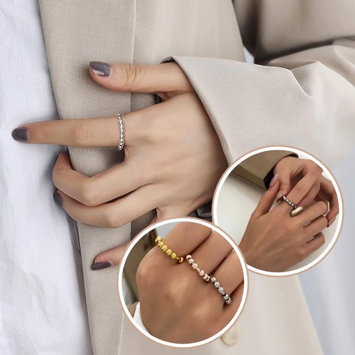 bague femme acier inoxydable doré argenté anti stress femme d'affaire classe main ongles violet