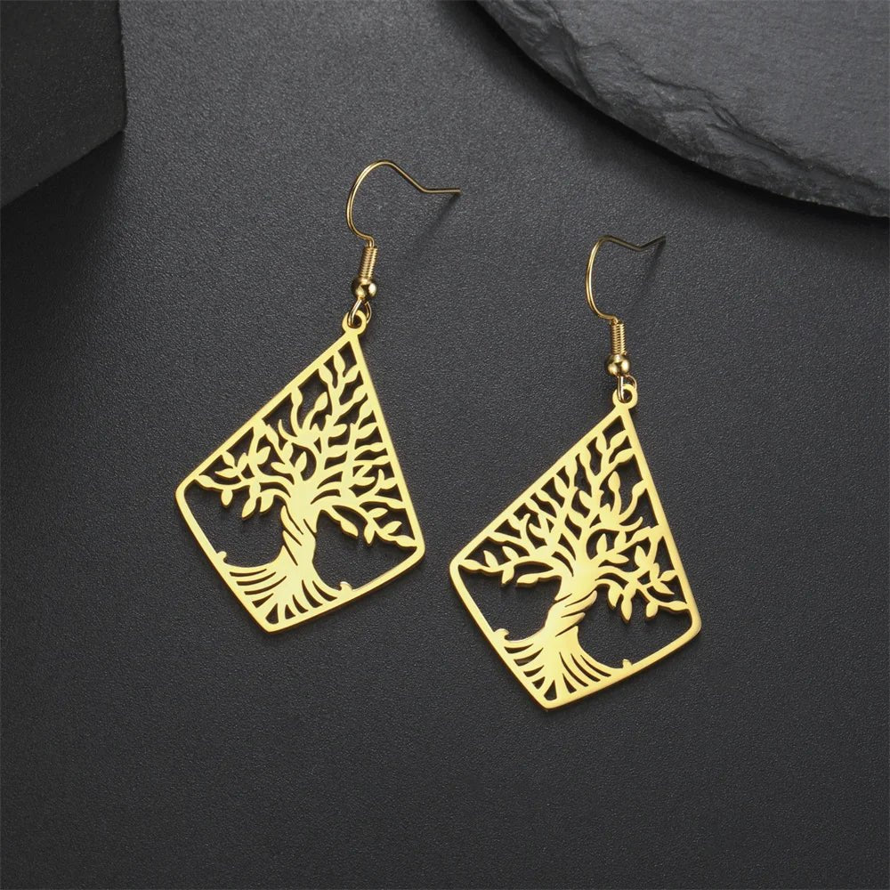 Boucles d'oreilles pendantes - Arbre de vie - Aurenergie FitYoga