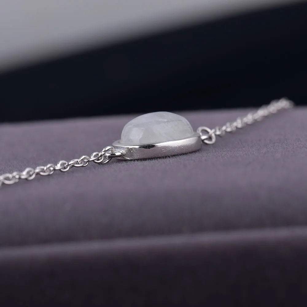 bracelet femme argent cabochon pierre de lune naturelle anti-stress apaisante