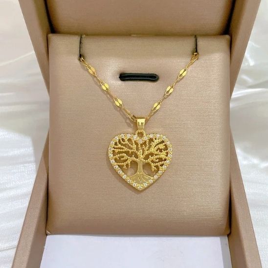 Collier arbre de vie | Pendentif coeur - Aurenergie FitYoga