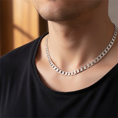 collier argent hommes chaine cubaine design intemporelle