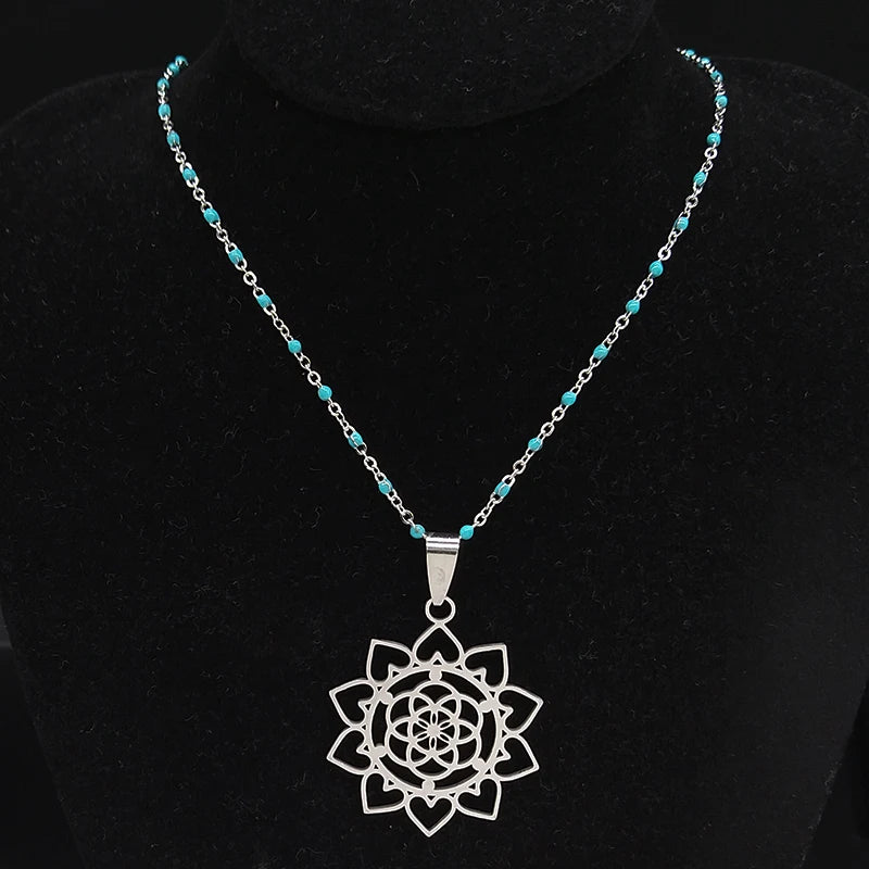collier fleur de vie acier inoxydable