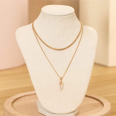 Collier homme chaine double pointe dorée