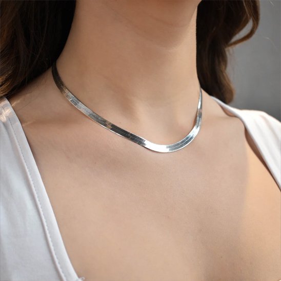 collier femme acier inoxydable ras-de-cou argenté