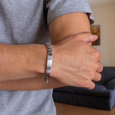 gourmette homme acier inoxydable argenté