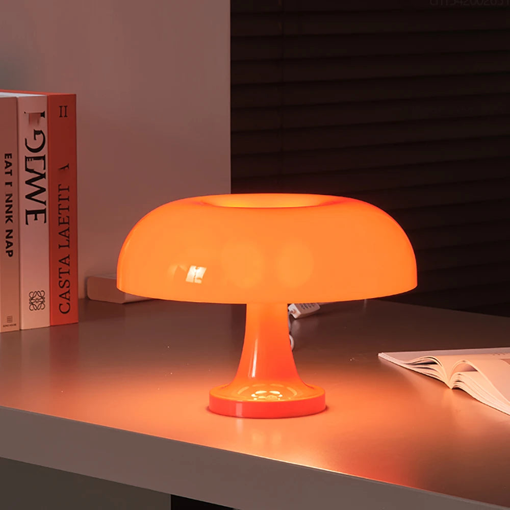 lampe champignon orange vintage design lampe de table bibliothèque lampe de chevet