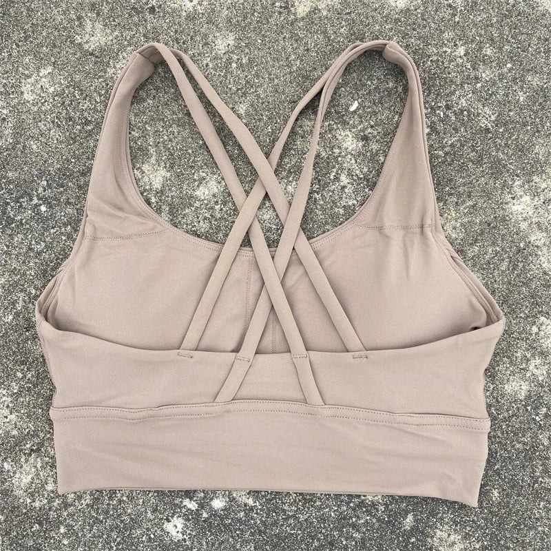Soutien gorge bretelles croisées brassiÚre femme sport beige