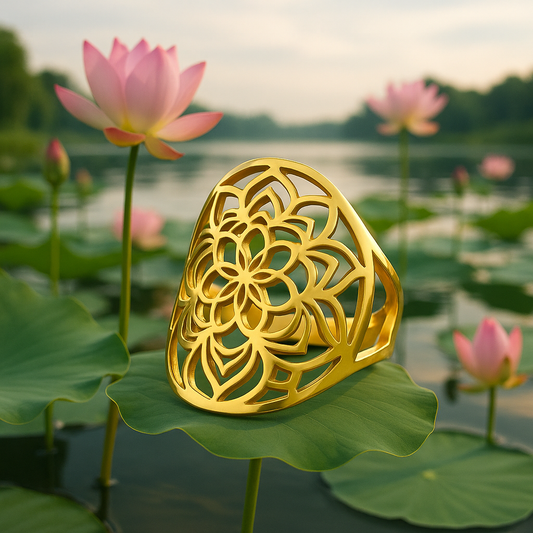 Bague acier inoxydable fleur de lotus