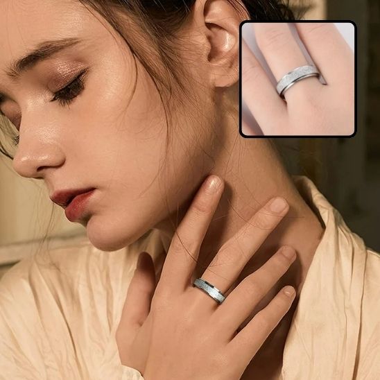 bague anti stress femme anneau rotatif acier inoxydable