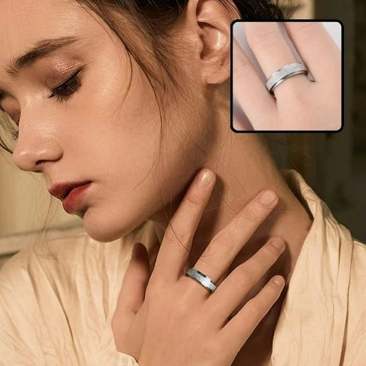 bague anti stress femme anneau rotatif acier inoxydable