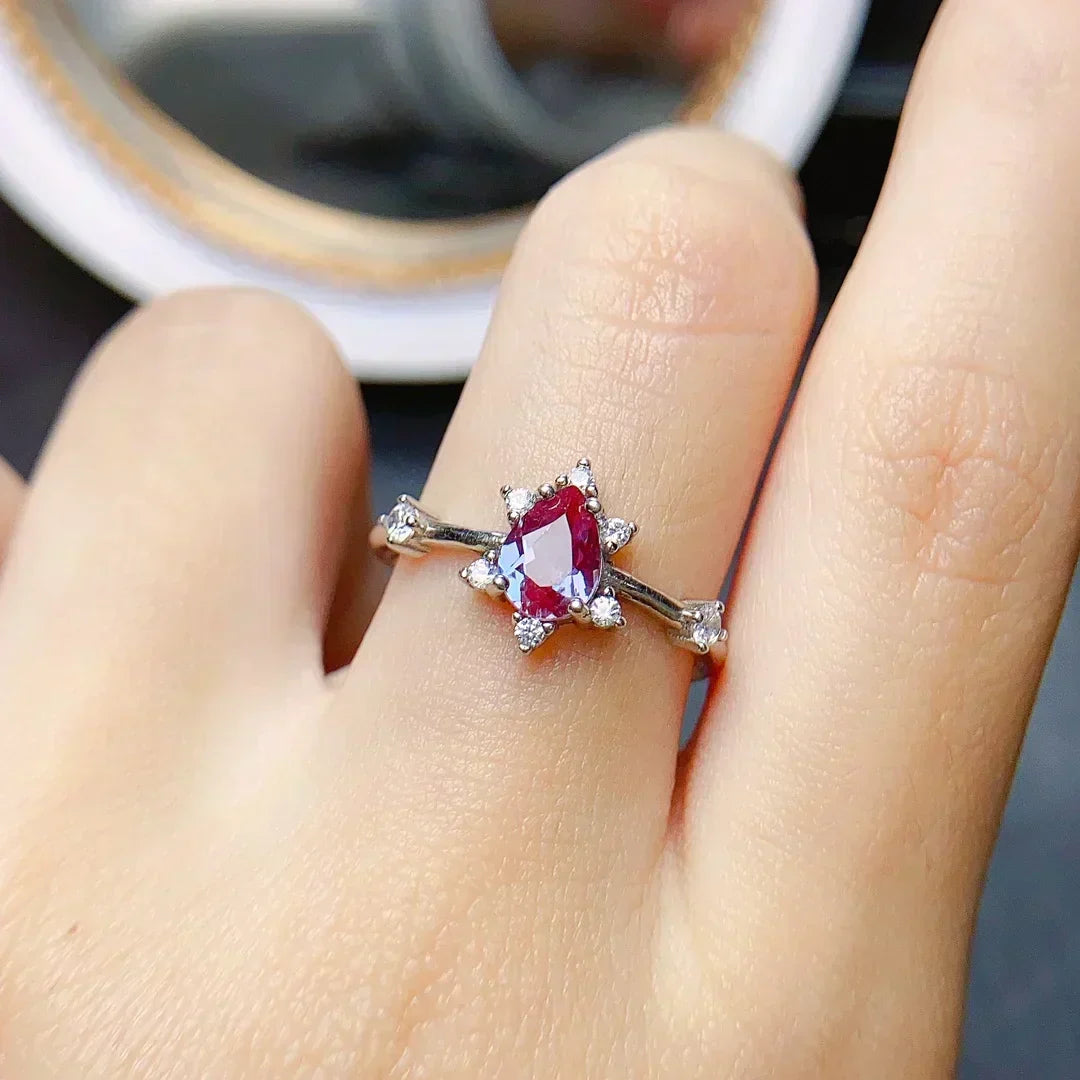 Bague argent alexandrite pierre naturelle fine et élégante  femme