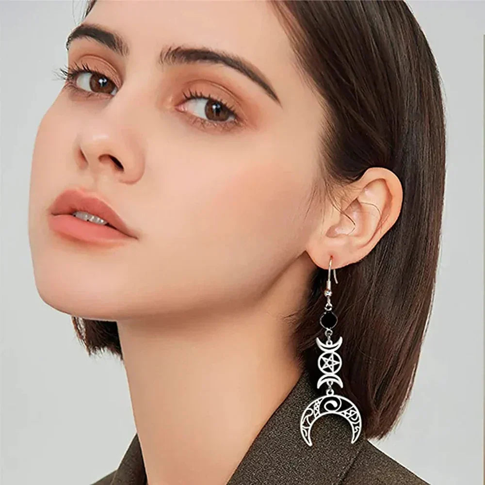 Boucle d'oreille acier inoxydable croissant de lune