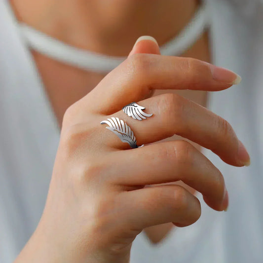 Bague femme acier inoxydable ailes d' Ange