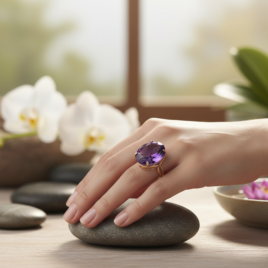 Bague homme améthyste