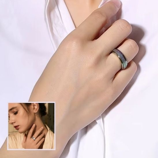 Bague anti stress rotatif acier inoxydable argenté