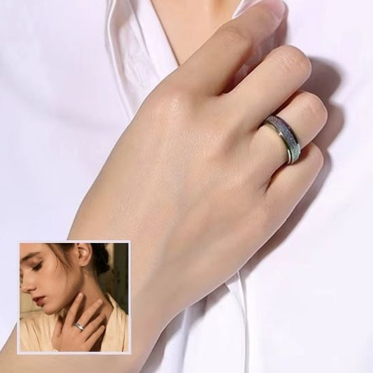 Bague anti stress rotatif acier inoxydable argenté