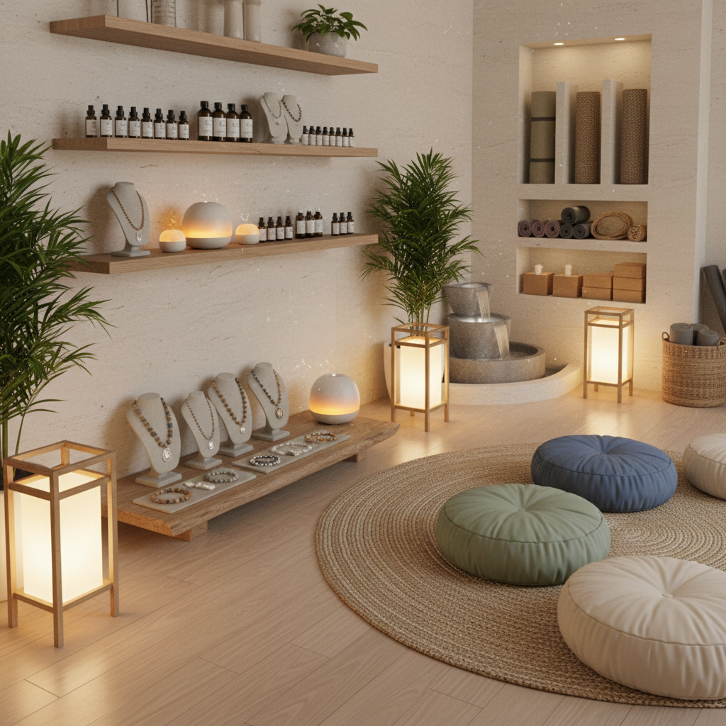 Boutique zen yoga bien-être diffuseur lampes bijoux pierres naturelles