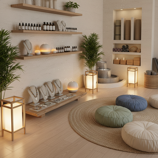 Boutique zen yoga bien-être diffuseur lampes bijoux pierres naturelles