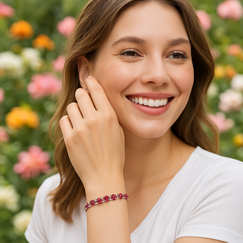 Bracelet femme anti-stress grenat