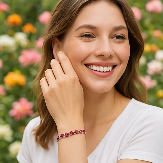 Bracelet femme anti-stress grenat