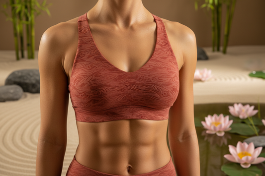 Femme en brassière de sport dans un espace zen — Guide des types de brassières
