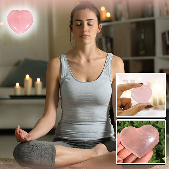 Lithothérapie -coeur quartz rose -Yoga