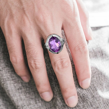 Bague amethyste homme en argent 925 avec pierre violette naturelle