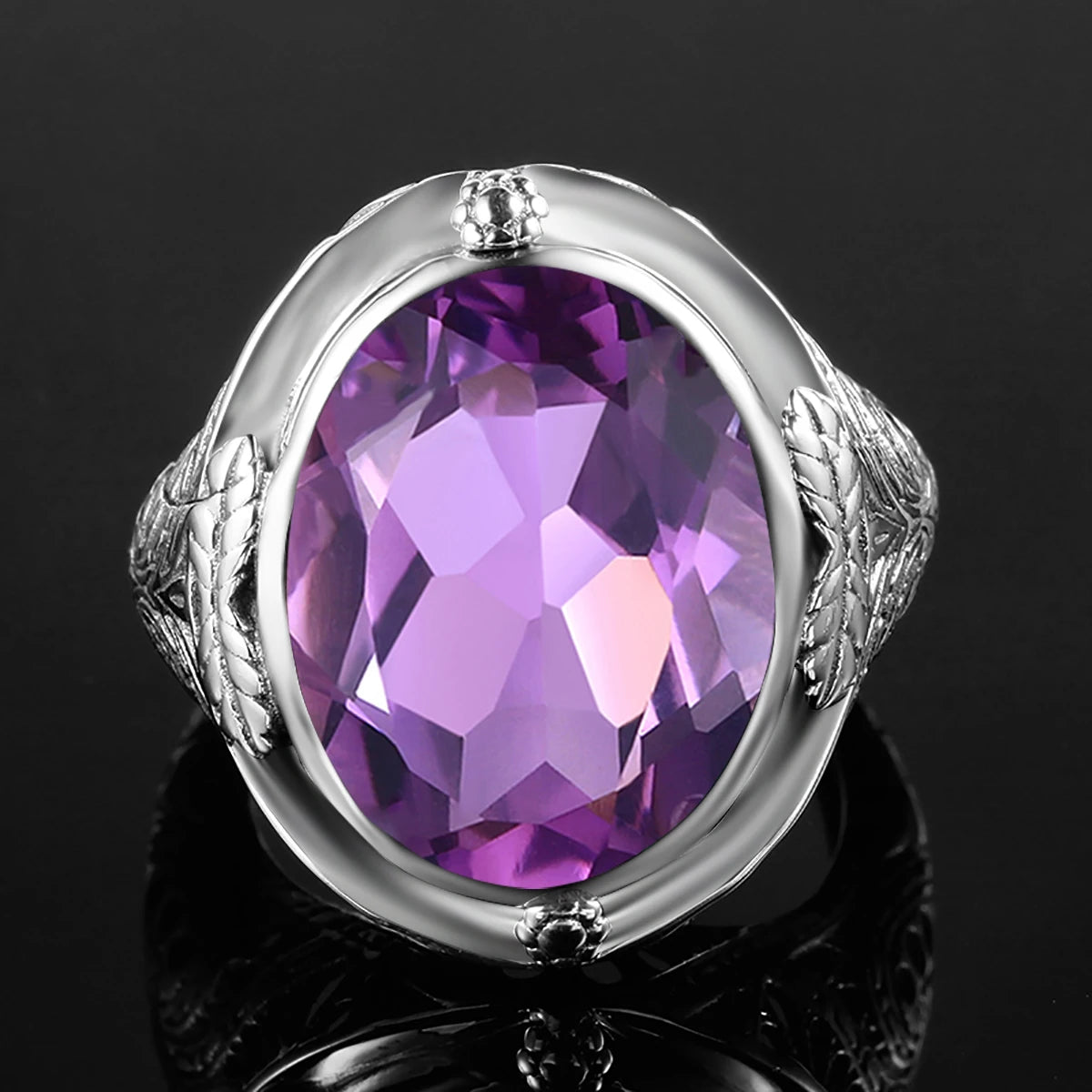 Bague amethyste homme pierre violette apaisante ovale