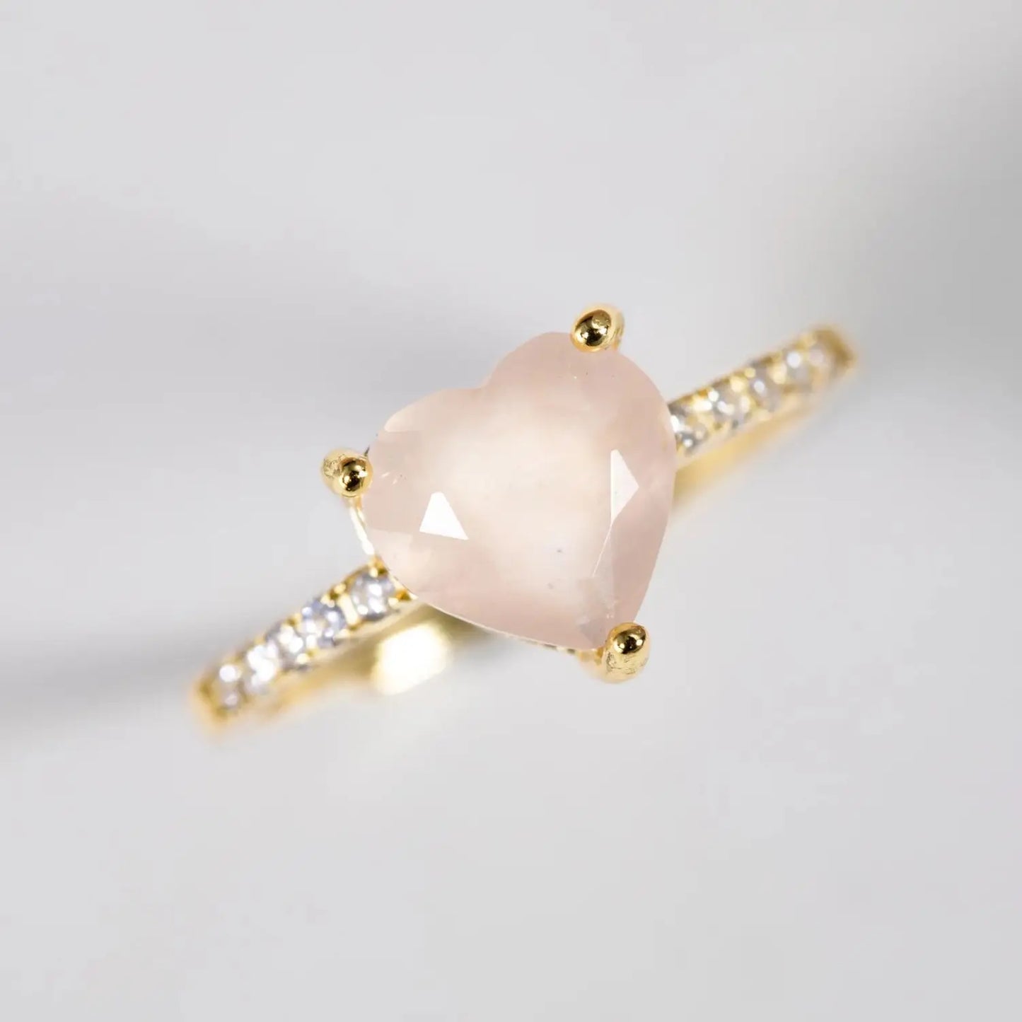 Bague anti-stress pour femme quartz rose en forme de coeur chakra coeur argent sterling 925