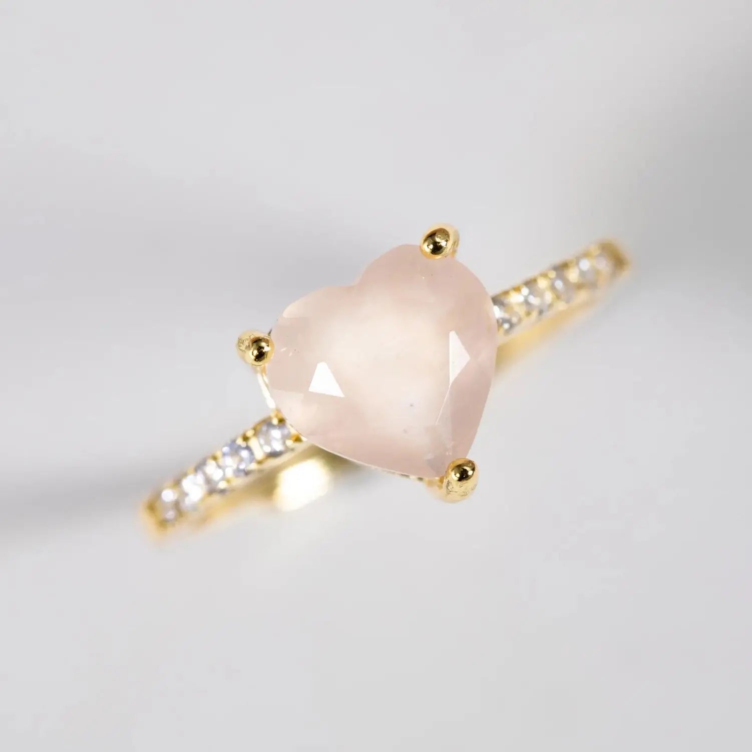 Bague anti-stress pour femme quartz rose en forme de coeur chakra coeur argent sterling 925