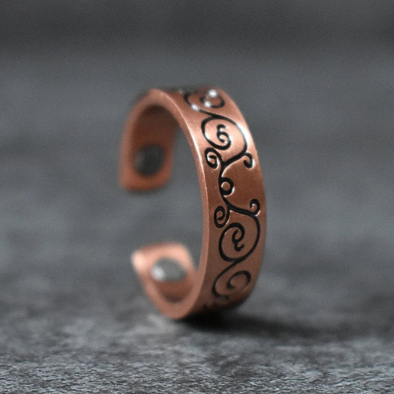 Bague cuivre magnétique ajustable unisexe