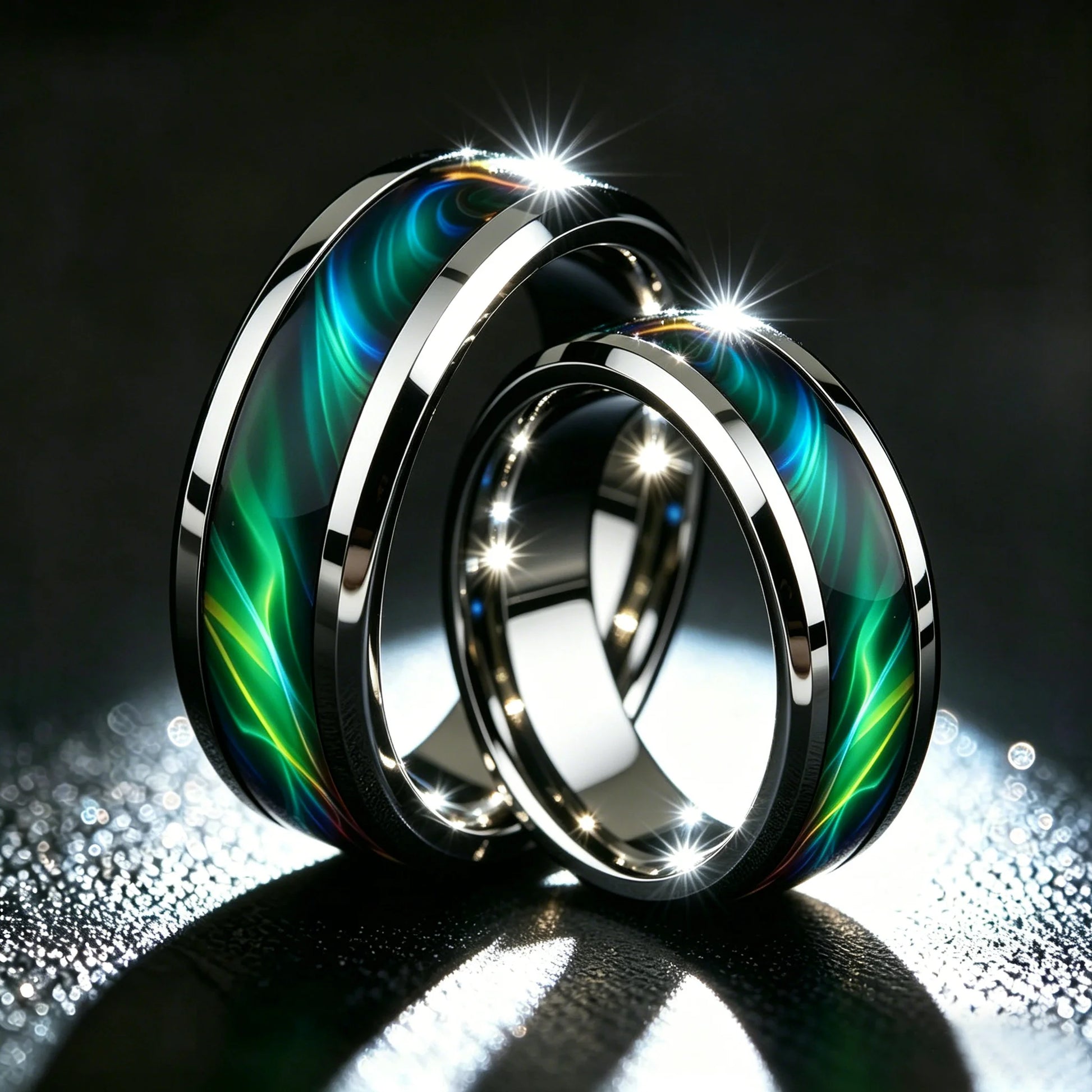 Bague homme malachite anneau couple pierre verte