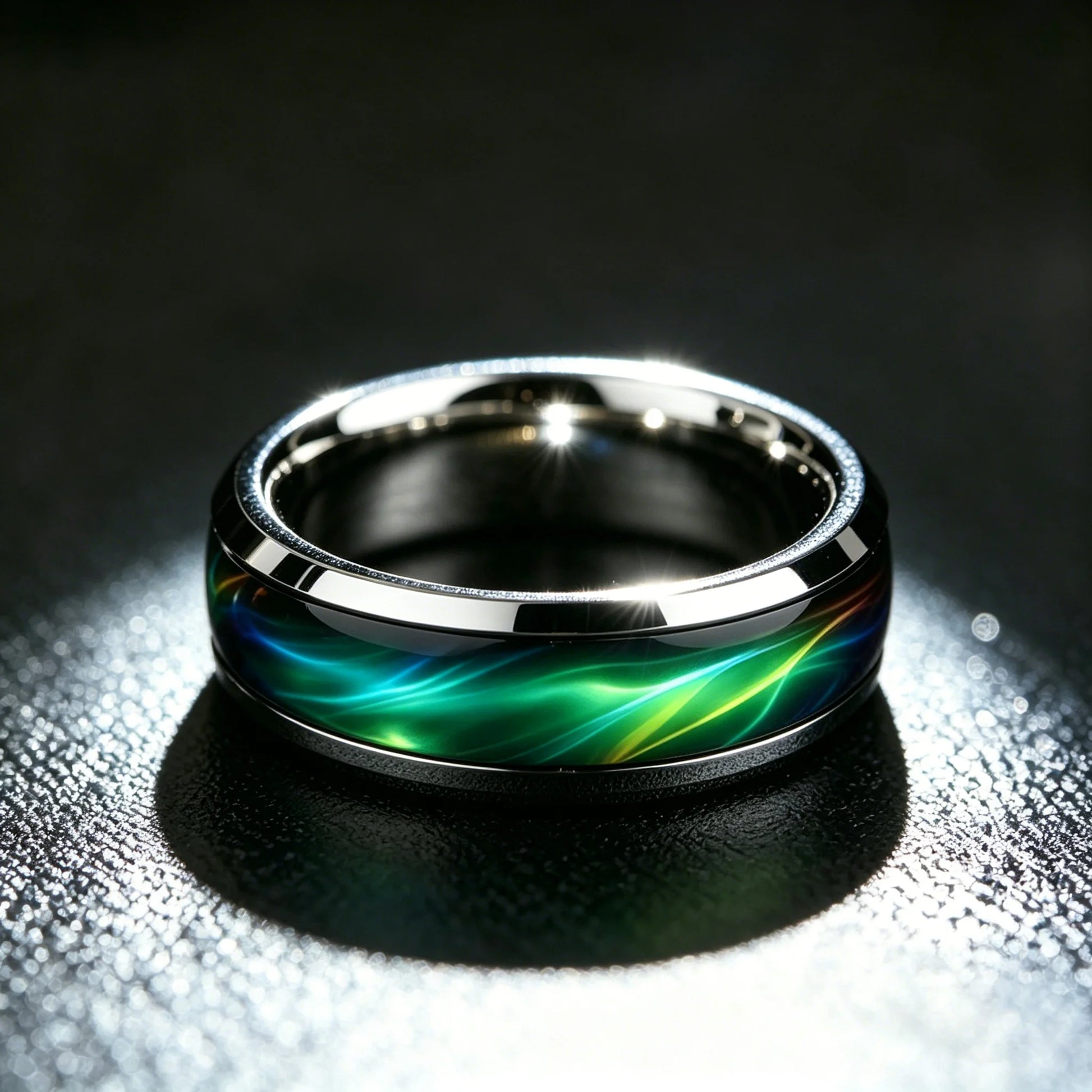 Bague homme malachite acier inoxydable argenté