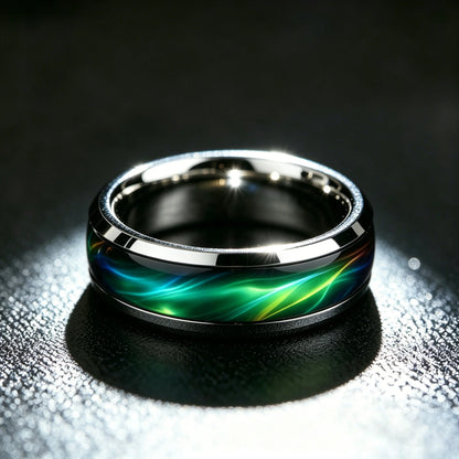 Bague homme malachite acier inoxydable argenté