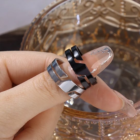 Bague homme design acier inoxydable noir ou argenté