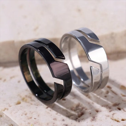 Bague homme design acier inoxydable noir ou argenté