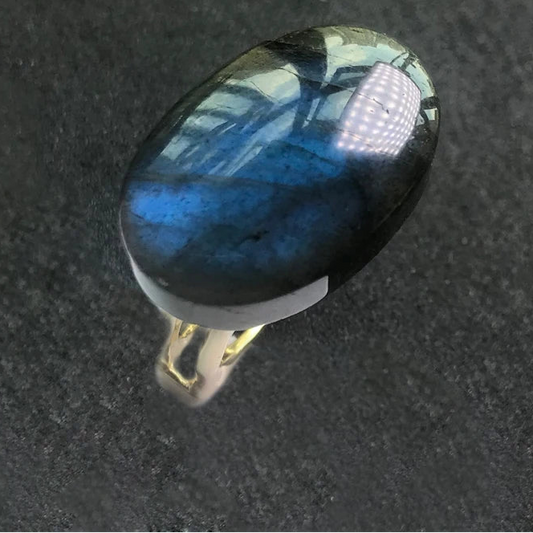 Bague labradorite bleue ovale ajustable argent sterling 925