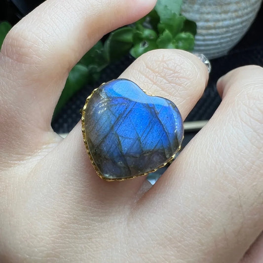 Bague labradorite coeur argent sterling 925