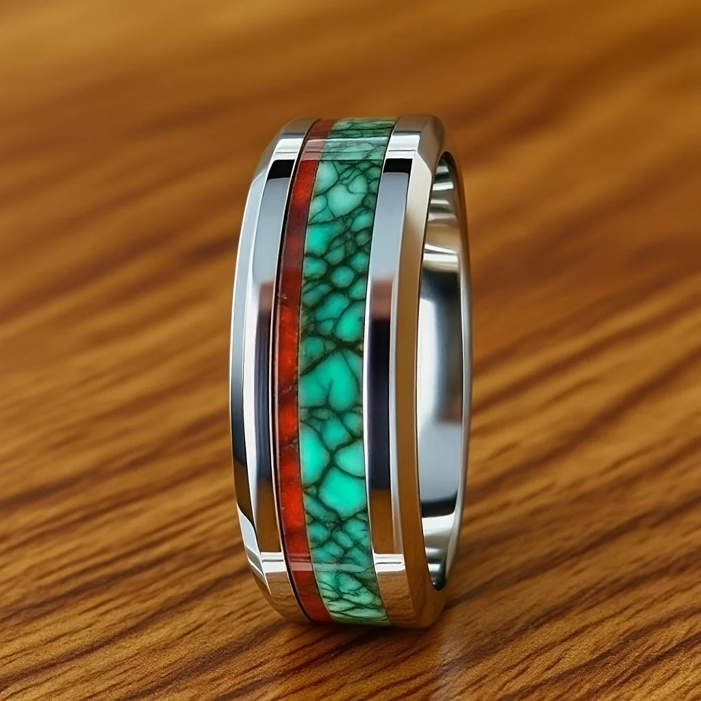 Bague malachite homme anneau couple – pierre naturelle style masculin unique