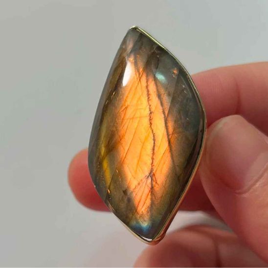 Bague pierre naturelle labradorite jaune