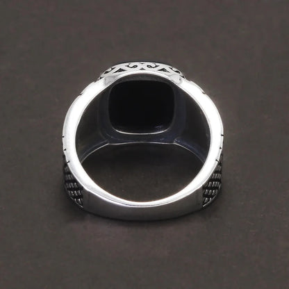 Bague pierre naturelle onyx argent homme vintage