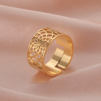 Bijou fleur de vie bague ajustable taille universelle
