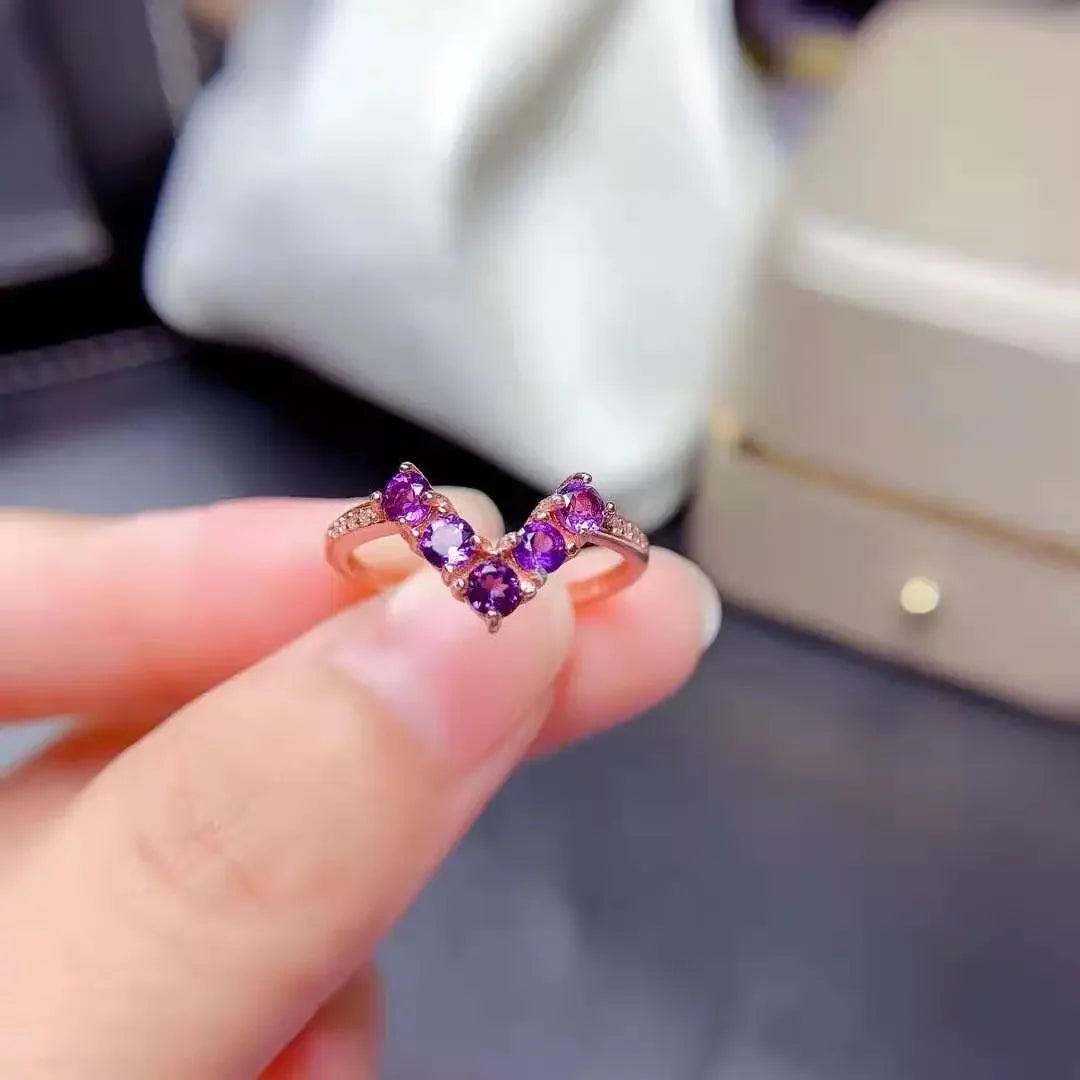 Bijoux améthyste pierre naturelle violette apaisante anti stress bague  argent sterling 925