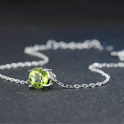 Bracelet argent femme tendance pierre naturelle peridot verte apaisante anti-stress chakra coeur