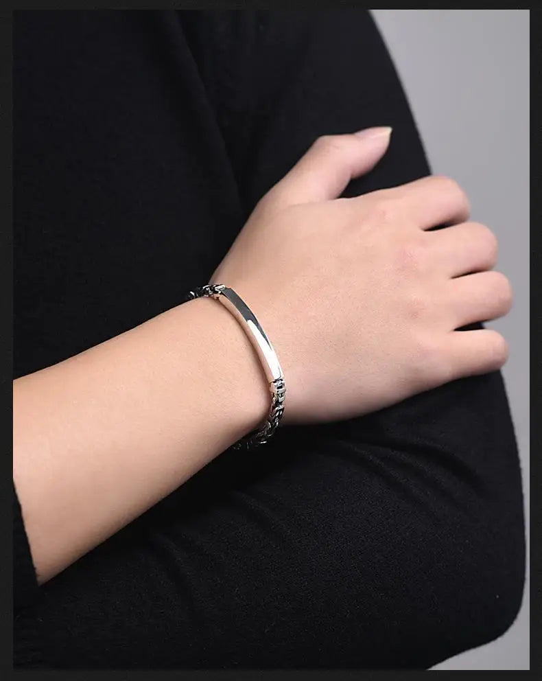 Bracelet homme argent sterling 925 retro vintage léger intemporel tendance trésor fortune